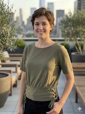 Michael Michael Kors Size Medium Olive Green Gold Grommet Lace-Up Side Tie Short